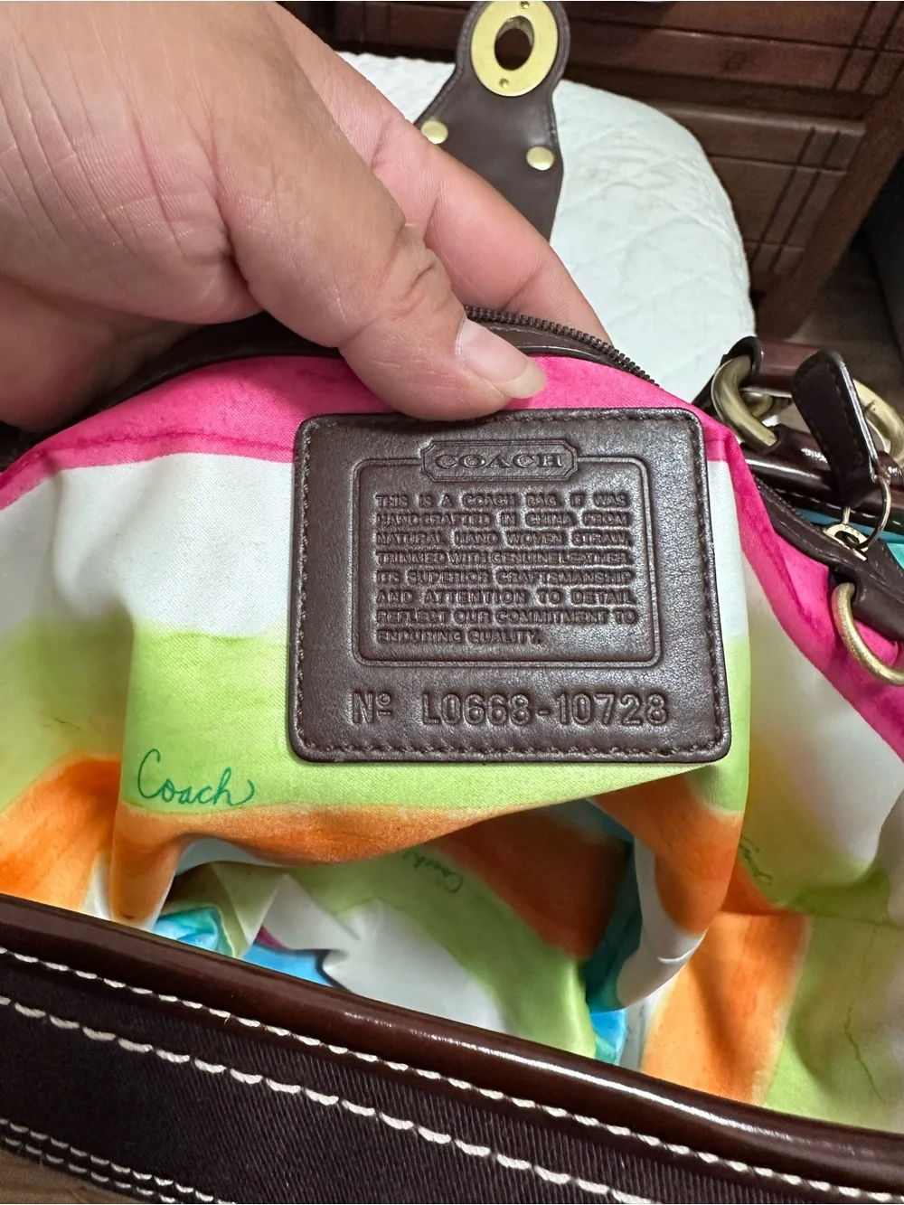 Coach woven straw